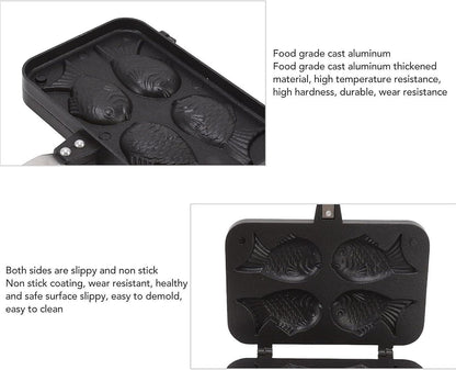 Taiyaki Fish Waffle Maker - Aluminum Nonstick Cake Waffle Pan for Japanese-Style Desserts V1263-JX-4479