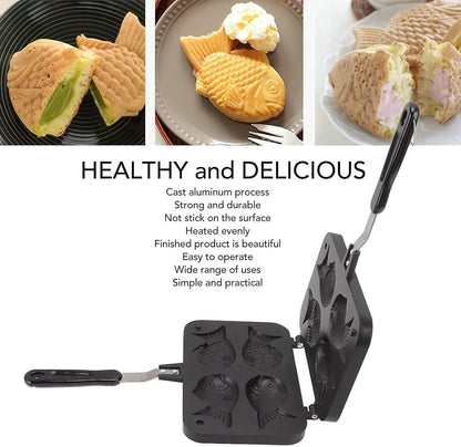 Taiyaki Fish Waffle Maker - Aluminum Nonstick Cake Waffle Pan for Japanese-Style Desserts V1263-JX-4479