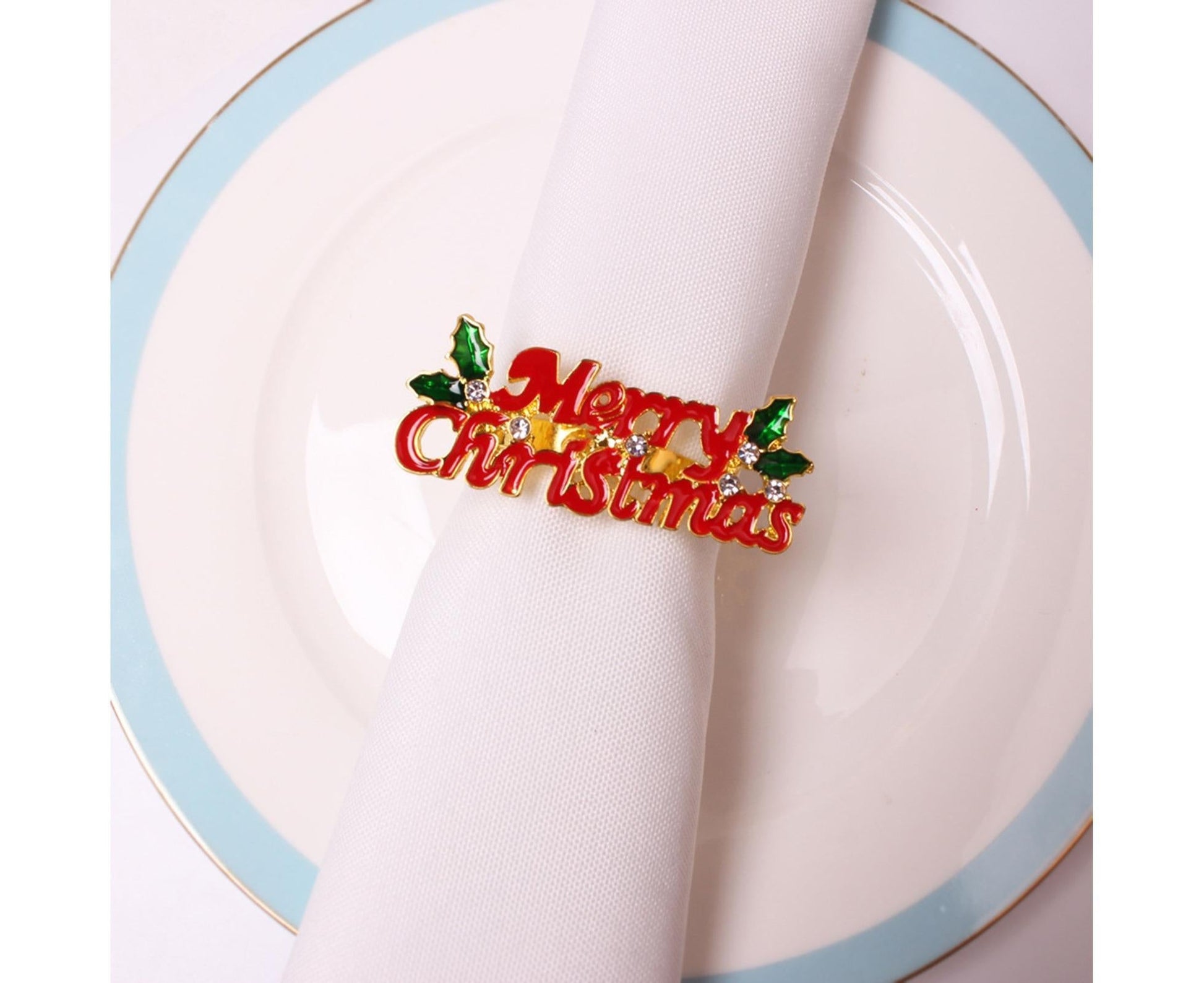 12Pcs Napkin Rings Wear Resistant Metal Exquisite Clips-Rose Gold V1263-JX-448