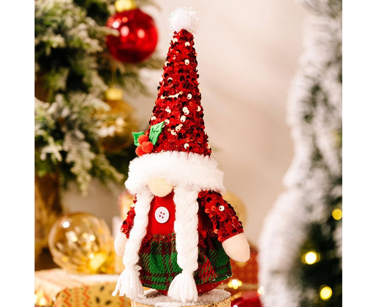 Christmas Plush Doll Window Dressing Ornament for Festival-Red Berries V1263-JX-449