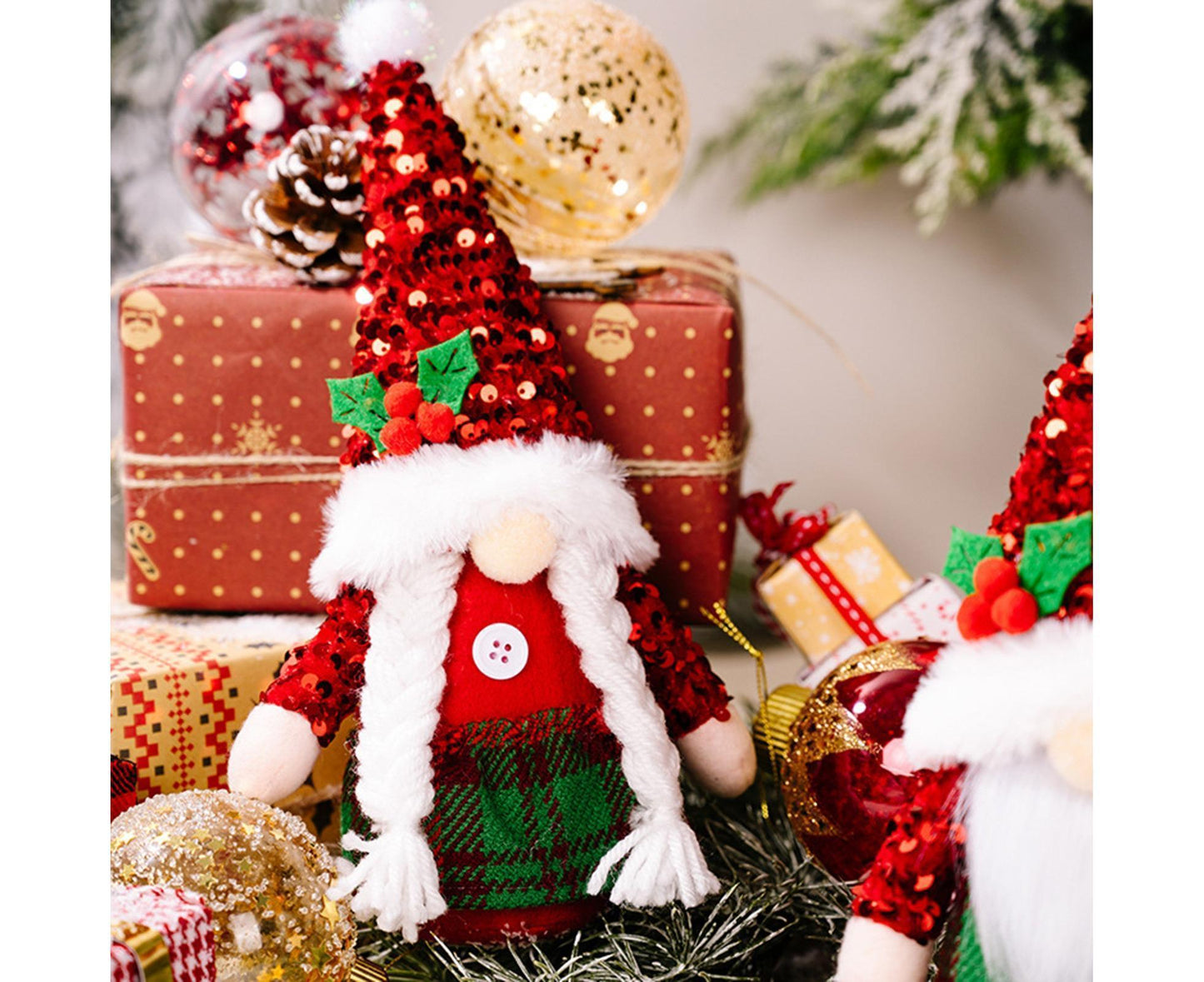 Christmas Plush Doll Window Dressing Ornament for Festival-Red Berries V1263-JX-449