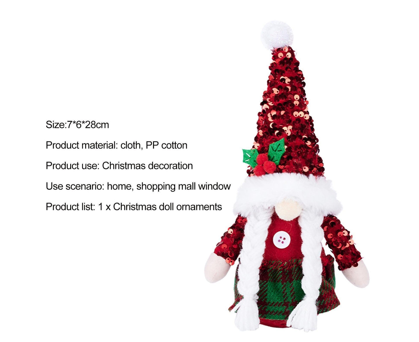 Christmas Plush Doll Window Dressing Ornament for Festival-Red Berries V1263-JX-449
