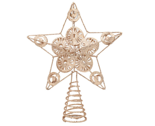 Xmas Tree Top Glitter Star-Rose Gold V1263-JX-450