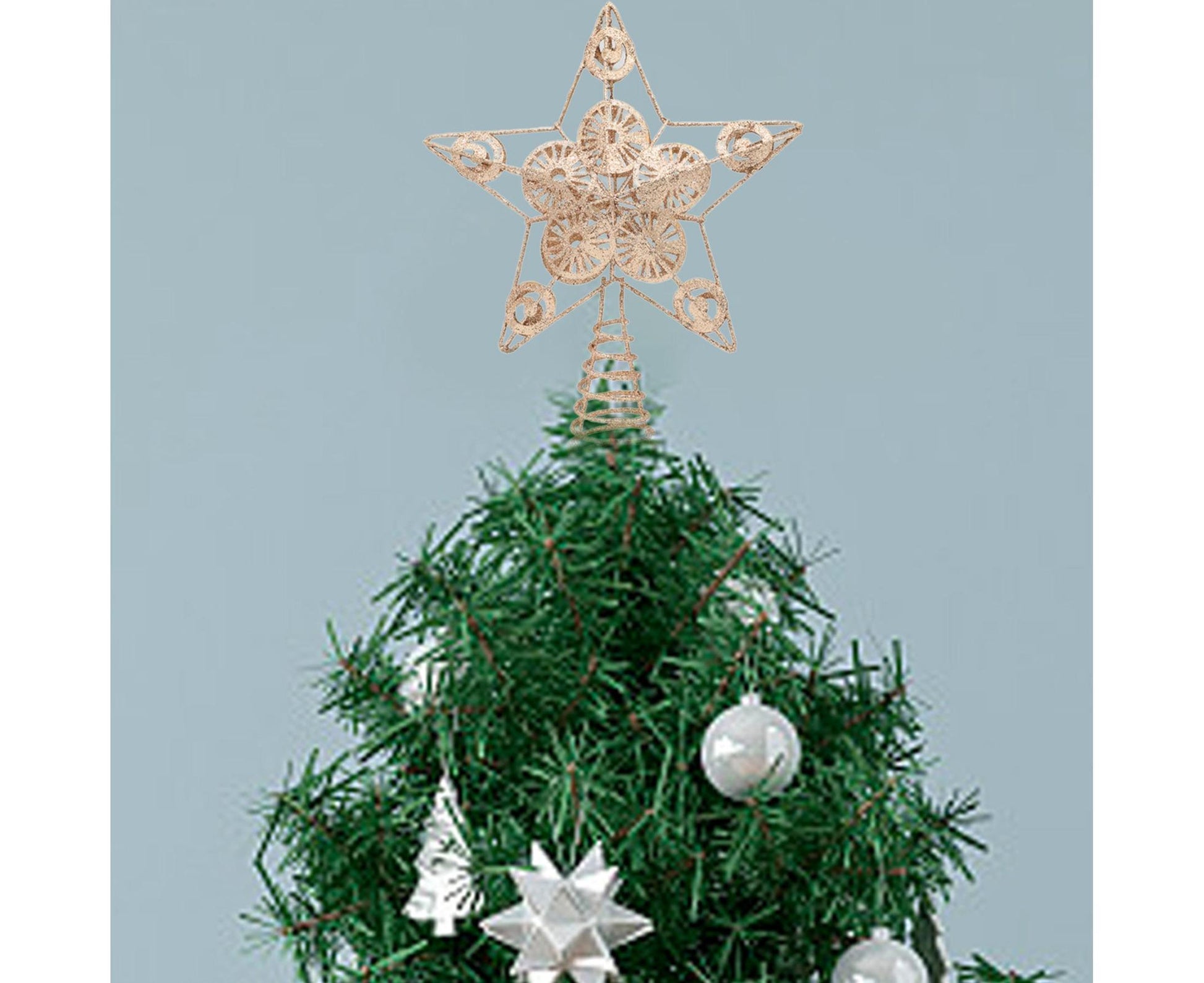 Xmas Tree Top Glitter Star-Rose Gold V1263-JX-450