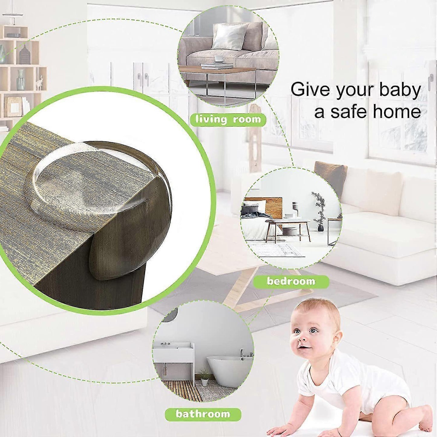 12pcs Clear Table Corner Protectors - Transparent Babies Proofing Furniture Edge Guards V1263-JX-4502
