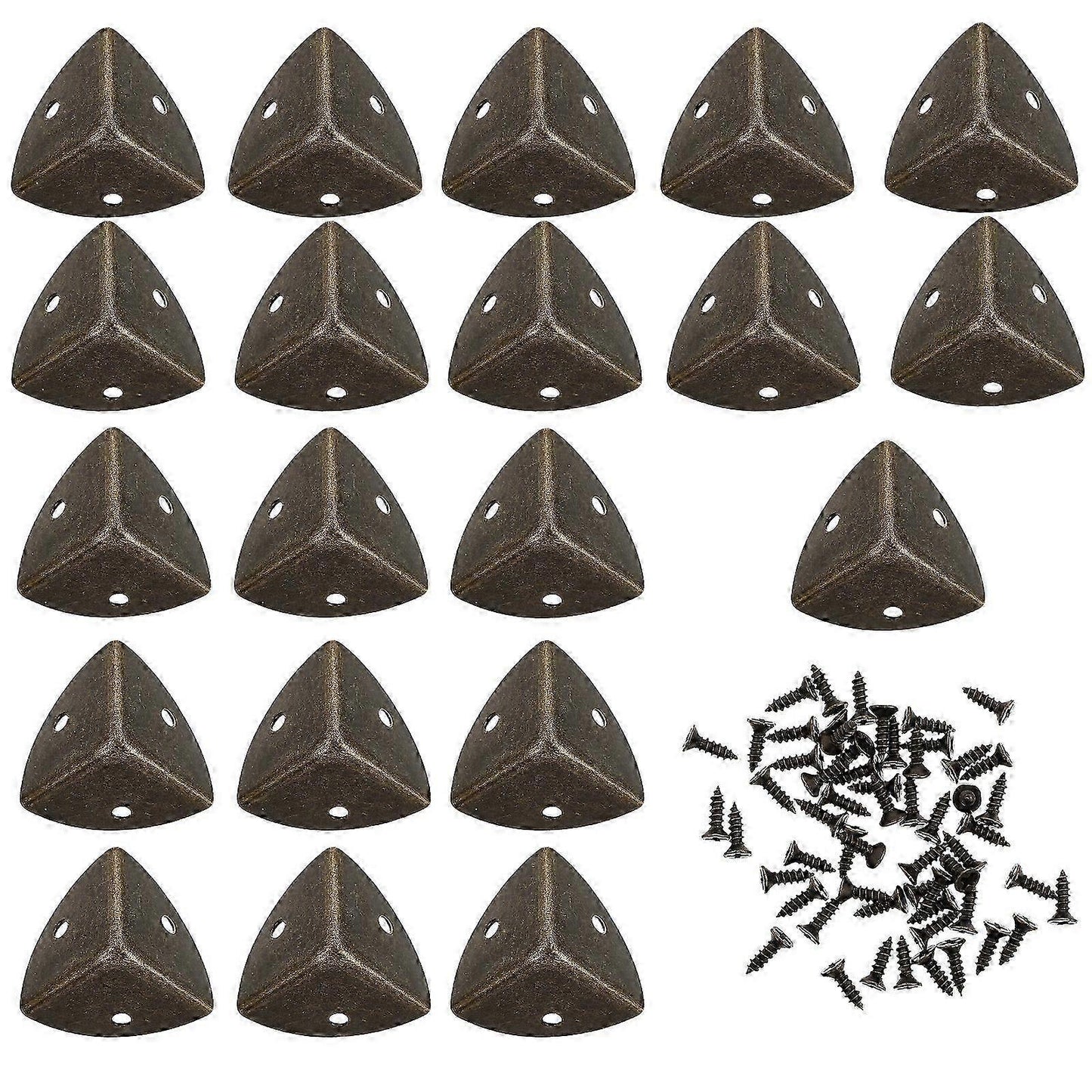 20pcs Antique Metal Furniture Corner Protectors - Triangle Alloy Desk & Box Corner Guards V1263-JX-4504