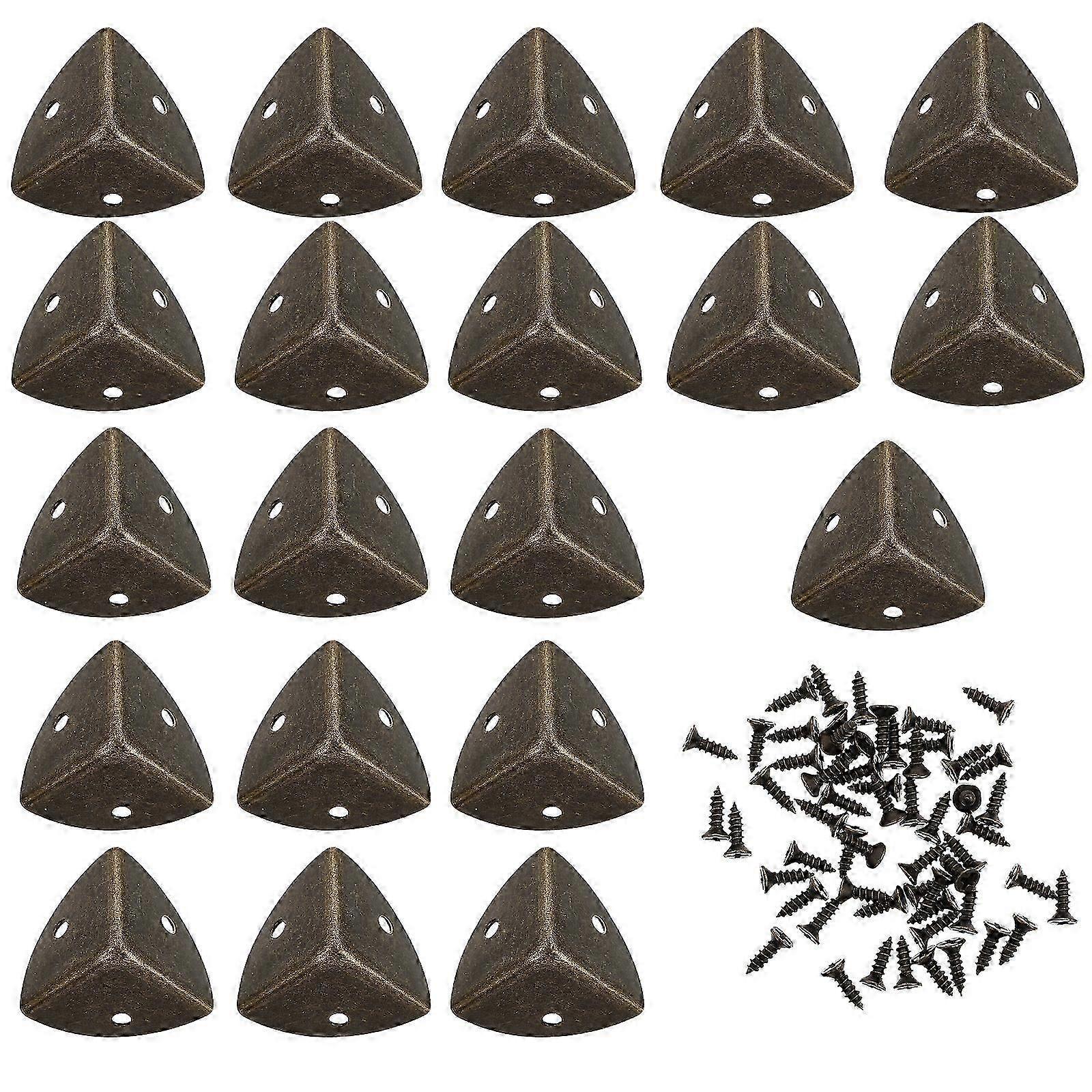20pcs Antique Metal Furniture Corner Protectors - Triangle Alloy Desk & Box Corner Guards V1263-JX-4504