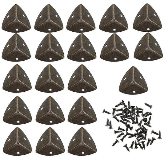 20pcs Antique Metal Furniture Corner Protectors - Triangle Alloy Desk & Box Corner Guards V1263-JX-4504