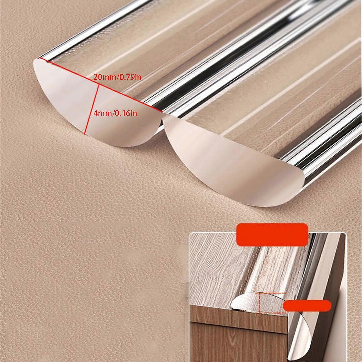 2M Shock Absorbing Corner Protectors - Clear Self-Adhesive security Edge Guard Strip V1263-JX-4507