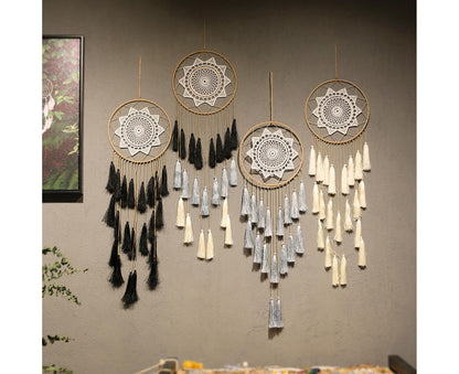 Round Handmade Wall Hanging Wind Chime Dream Catcher with Tassel Home Decor-Purple V1263-JX-452
