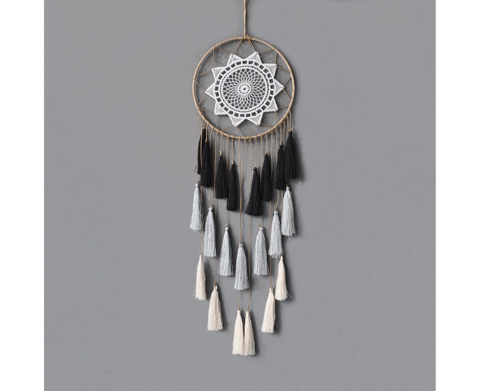 Round Handmade Wall Hanging Wind Chime Dream Catcher with Tassel Home Decor-Purple V1263-JX-452