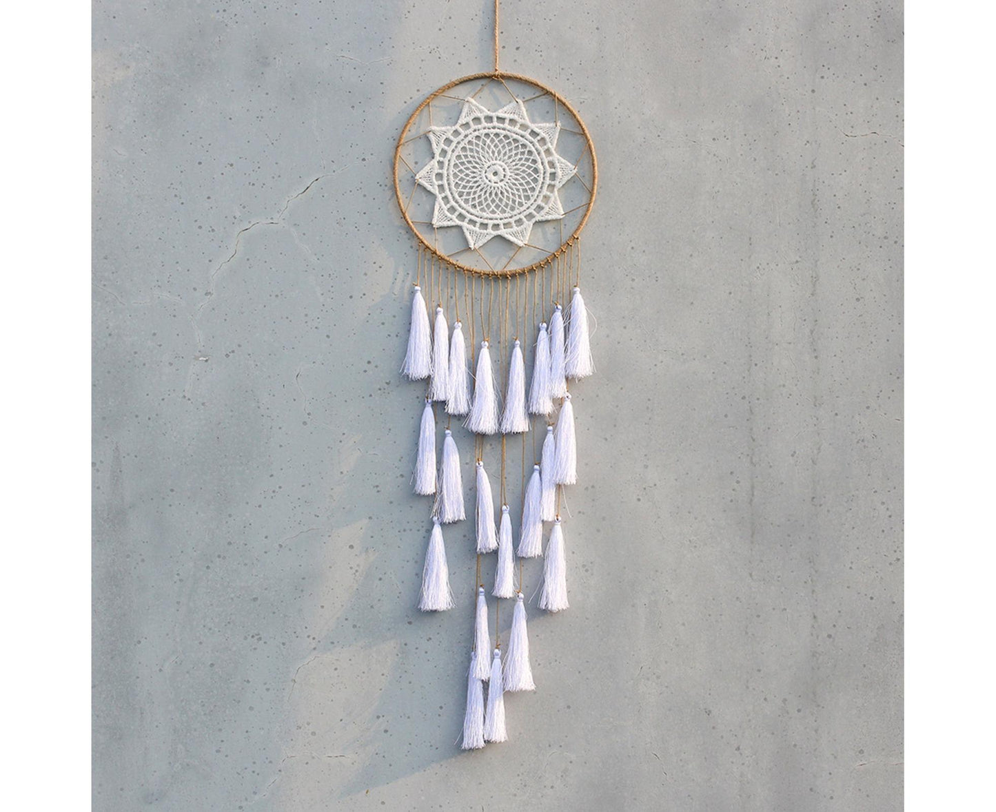 Round Handmade Wall Hanging Wind Chime Dream Catcher with Tassel Home Decor-Purple V1263-JX-452