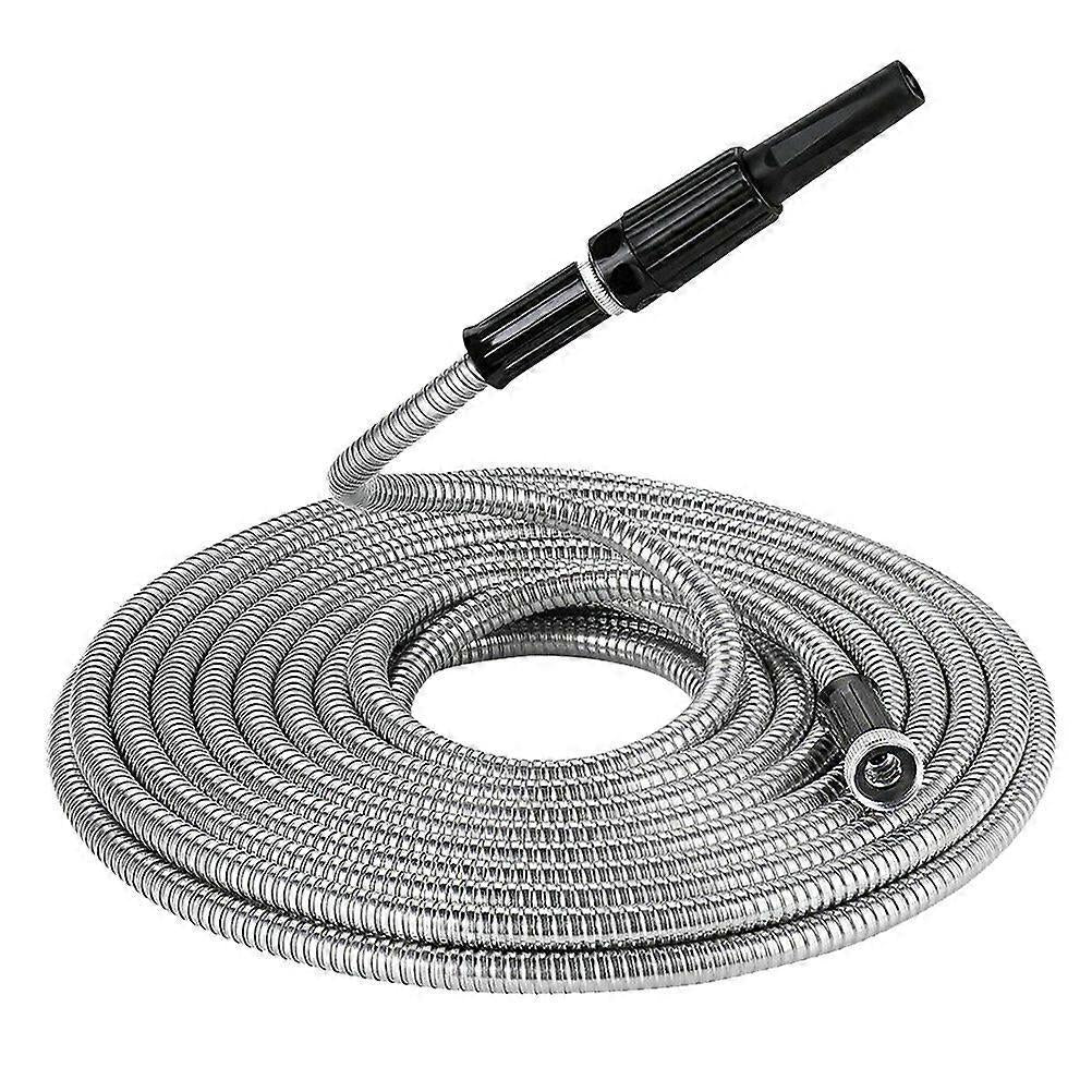 50ft Metal Garden Hose - Retractable Water Hose with Strong Outer Shell, Flexible Design V1263-JX-4521