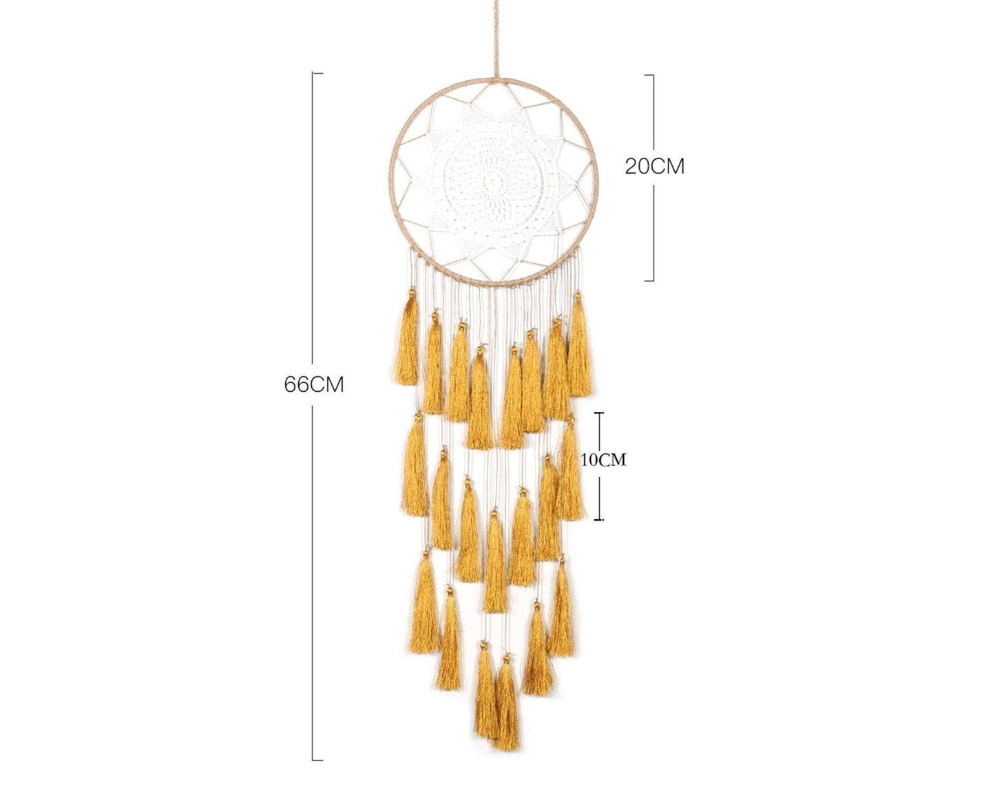 Round Handmade Wall Hanging Wind Chime Dream Catcher with Tassel Home Decor-Green Coffee* V1263-JX-453