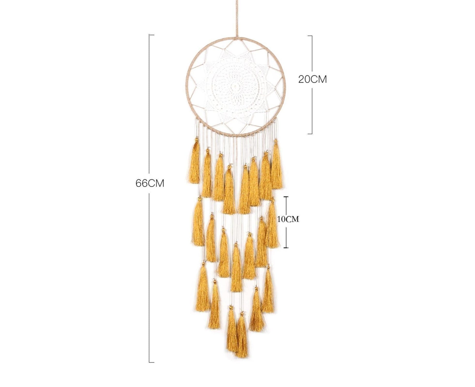 Round Handmade Wall Hanging Wind Chime Dream Catcher with Tassel Home Decor-Green Coffee* V1263-JX-453