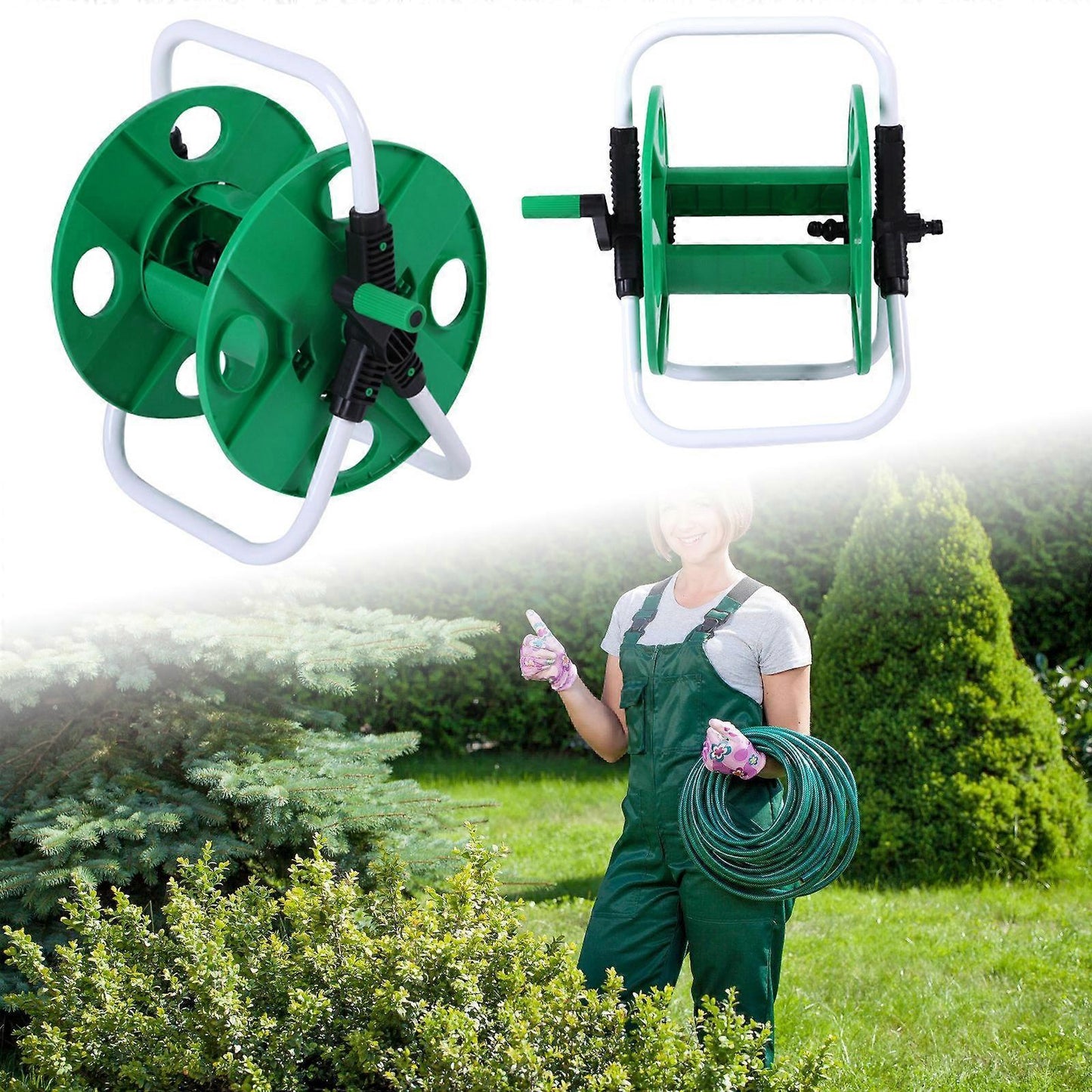 Heavy Duty Hose Reel Cart - Multifunction Garden Hose Organizer with Wheels V1263-JX-4530