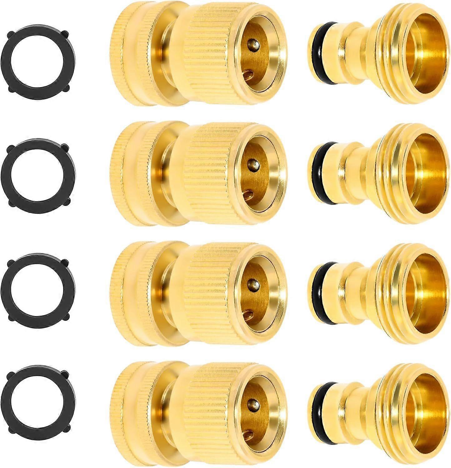 Solid Brass Garden Hose Quick Connect Fittings - Leak-Free Hose Connector Set V1263-JX-4531