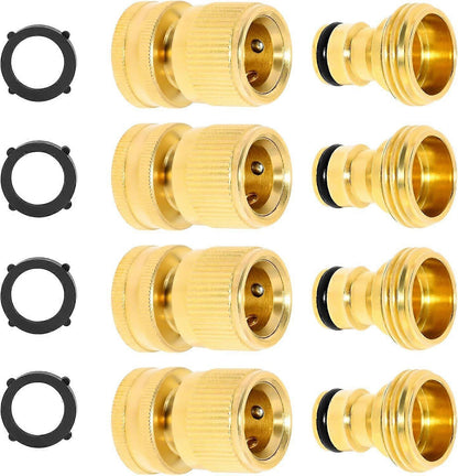 Solid Brass Garden Hose Quick Connect Fittings - Leak-Free Hose Connector Set V1263-JX-4531