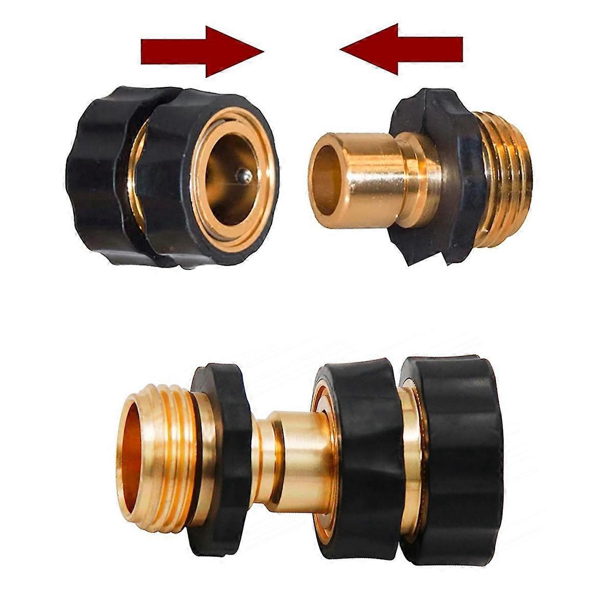 3/4 Inch Garden Hose Quick Connect - Universal Brass Fitting for Fast Hose Connection V1263-JX-4534