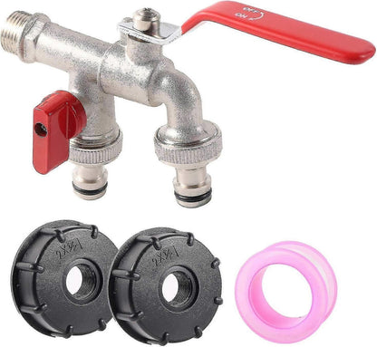 Garden Hose Faucet Adapter - Dual Outlet Tank Connector for Hose Attachment V1263-JX-4538