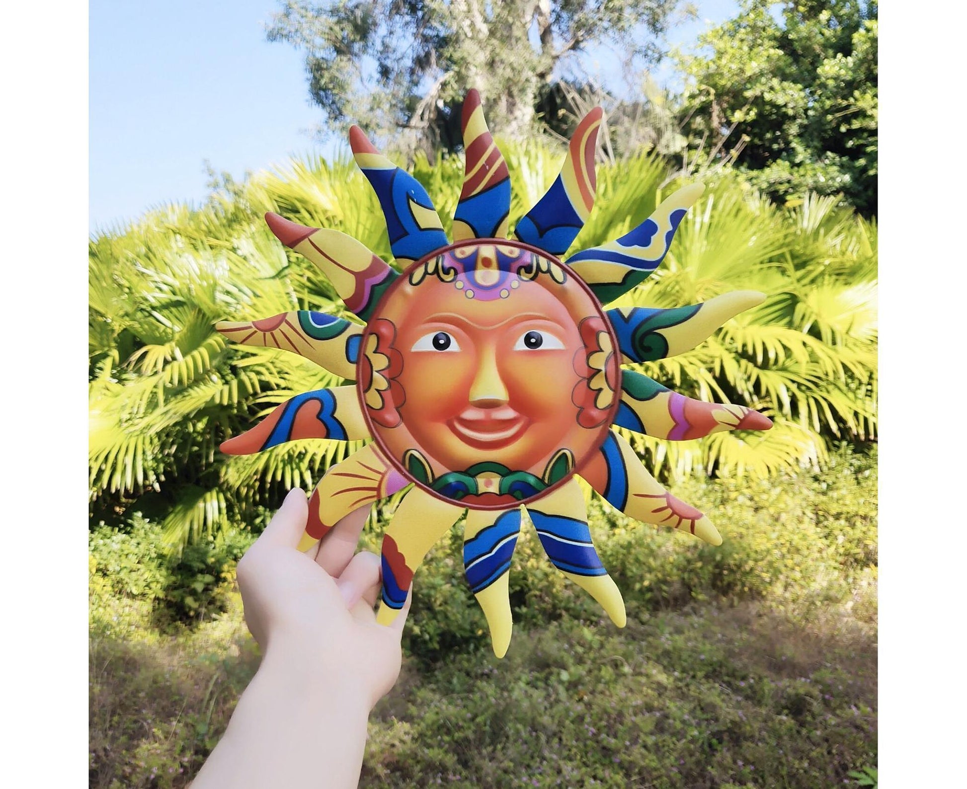 Wall Sculpture Sun Face Pattern for Living Room-Yellow V1263-JX-454