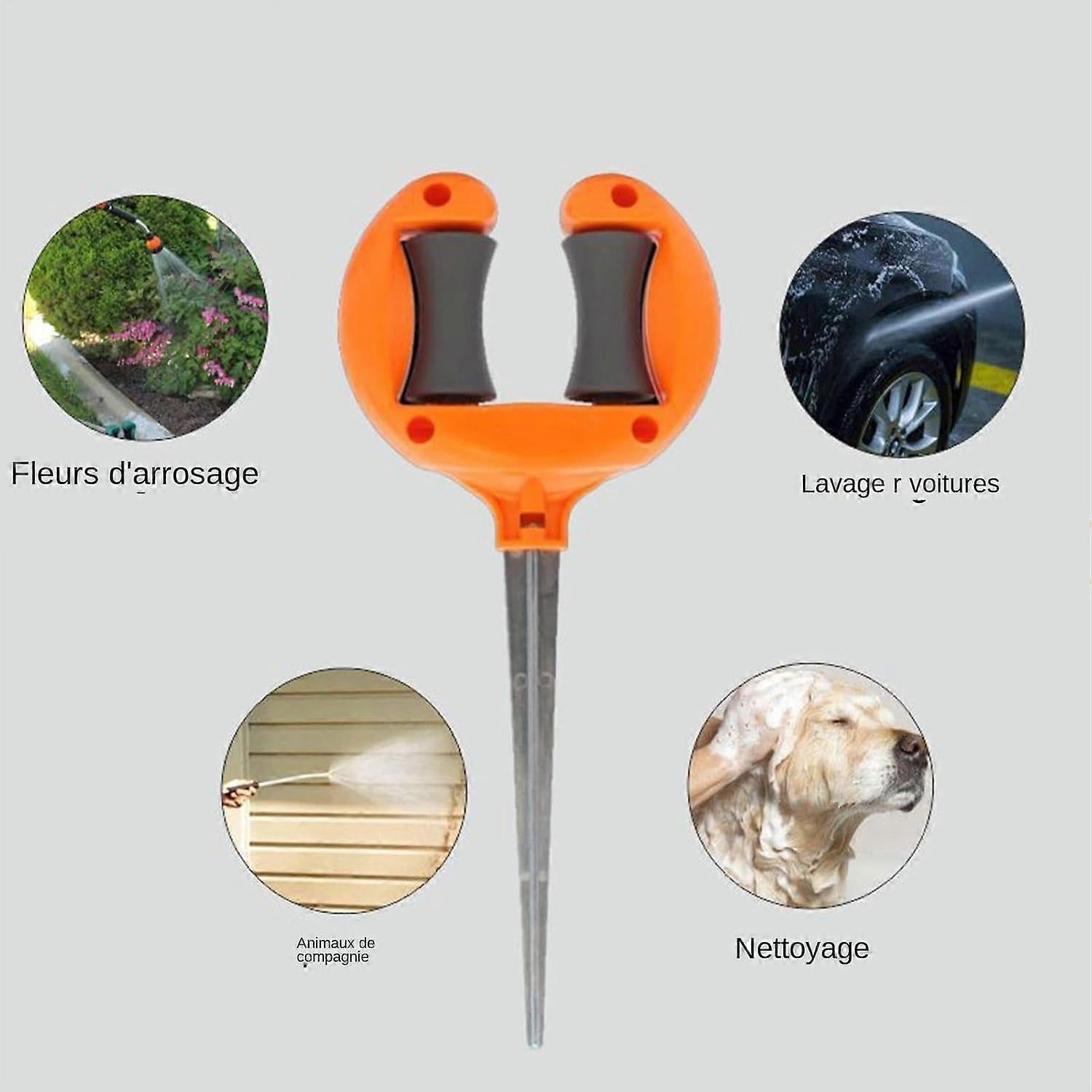 Garden Hose Guide Stakes - Metal Spiked Stakes to Prevent Hose Damage, Decorative Design V1263-JX-4542