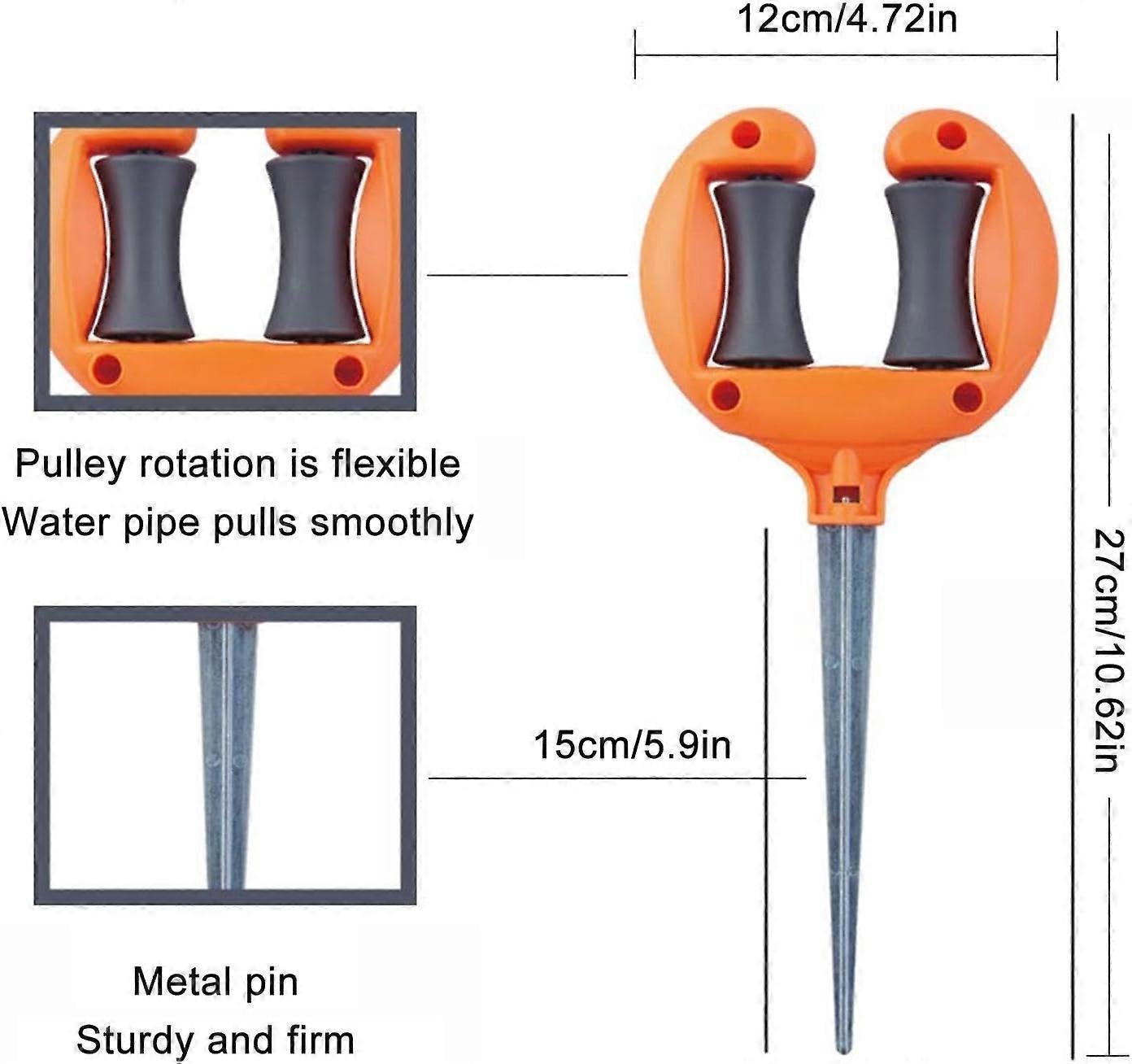 Garden Hose Guide Stakes - Metal Spiked Stakes to Prevent Hose Damage, Decorative Design V1263-JX-4542