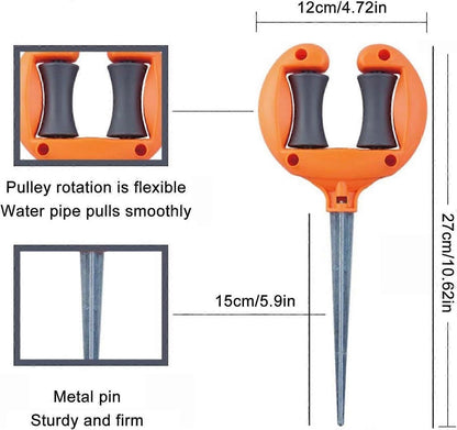 Garden Hose Guide Stakes - Metal Spiked Stakes to Prevent Hose Damage, Decorative Design V1263-JX-4542