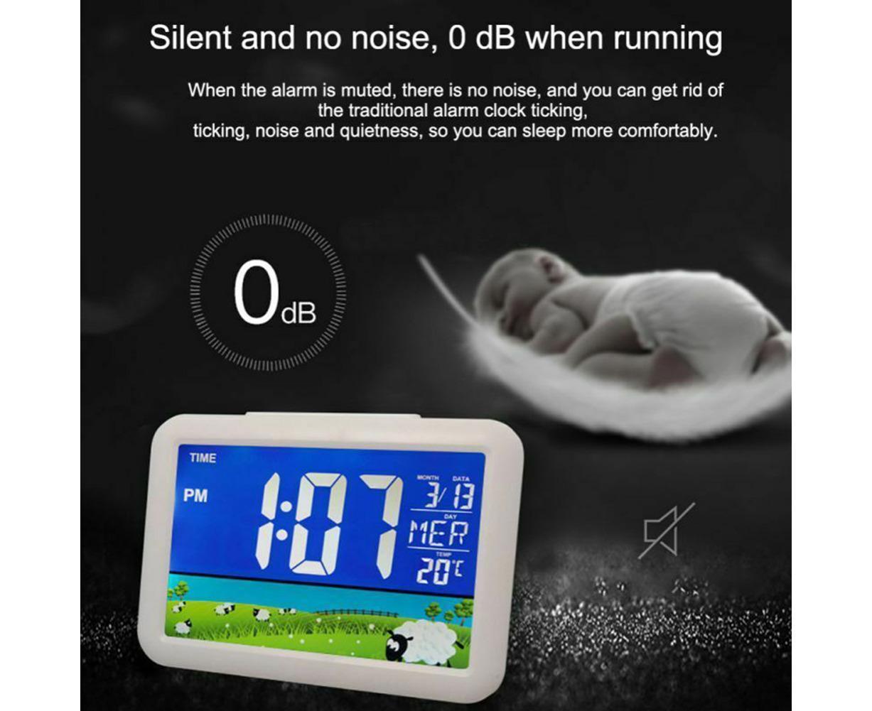 LCD Big Color Screen Home Office Temperature Display Monitor Digital Alarm Clock - Grassland Pattern V1263-JX-455
