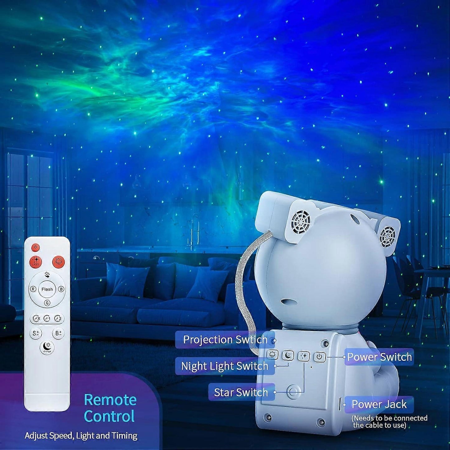Astronaut Star Projector - Starry Sky Projector with Timer and Remote V1263-JX-4555