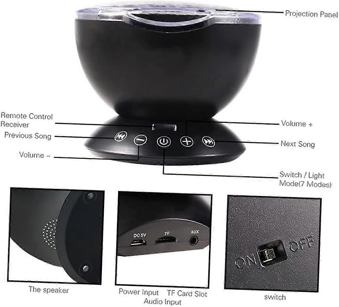 Ocean Projector Light - Bedroom Projection Lamp with Relaxing Water Effect V1263-JX-4565
