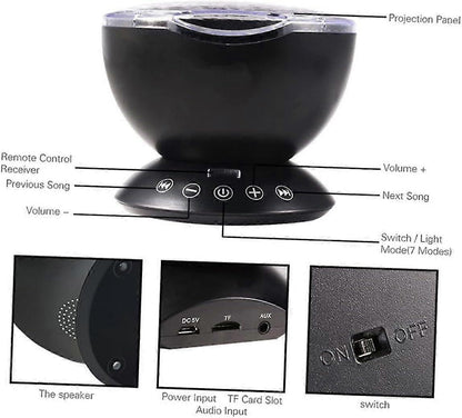 Ocean Projector Light - Bedroom Projection Lamp with Relaxing Water Effect V1263-JX-4565