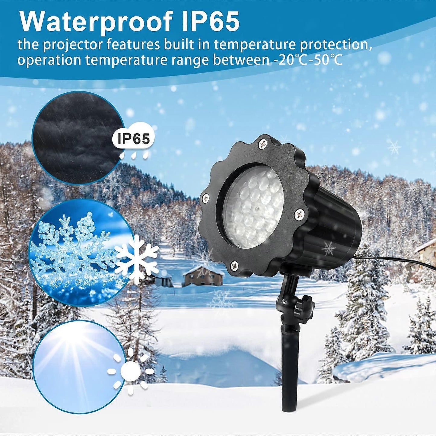 LED Snowflake Projector - Christmas Light Projector for Outdoor and Indoor Use V1263-JX-4574
