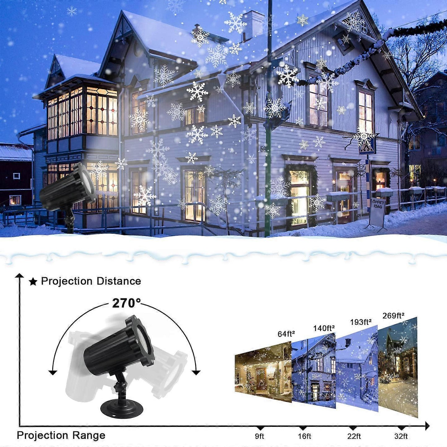 LED Snowflake Projector - Christmas Light Projector for Outdoor and Indoor Use V1263-JX-4574