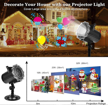 Christmas LED Projector Lamp, 16 Patterns Snowflake Outdoor Decorative Light V1263-JX-4575