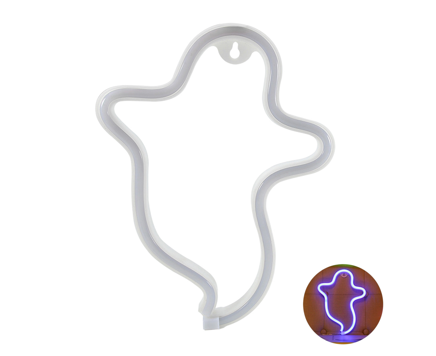 LED Lights Sign Ghost Pattern Beautiful Plastic Luminous Halloween Neon Light for babies-Blue V1263-JX-458