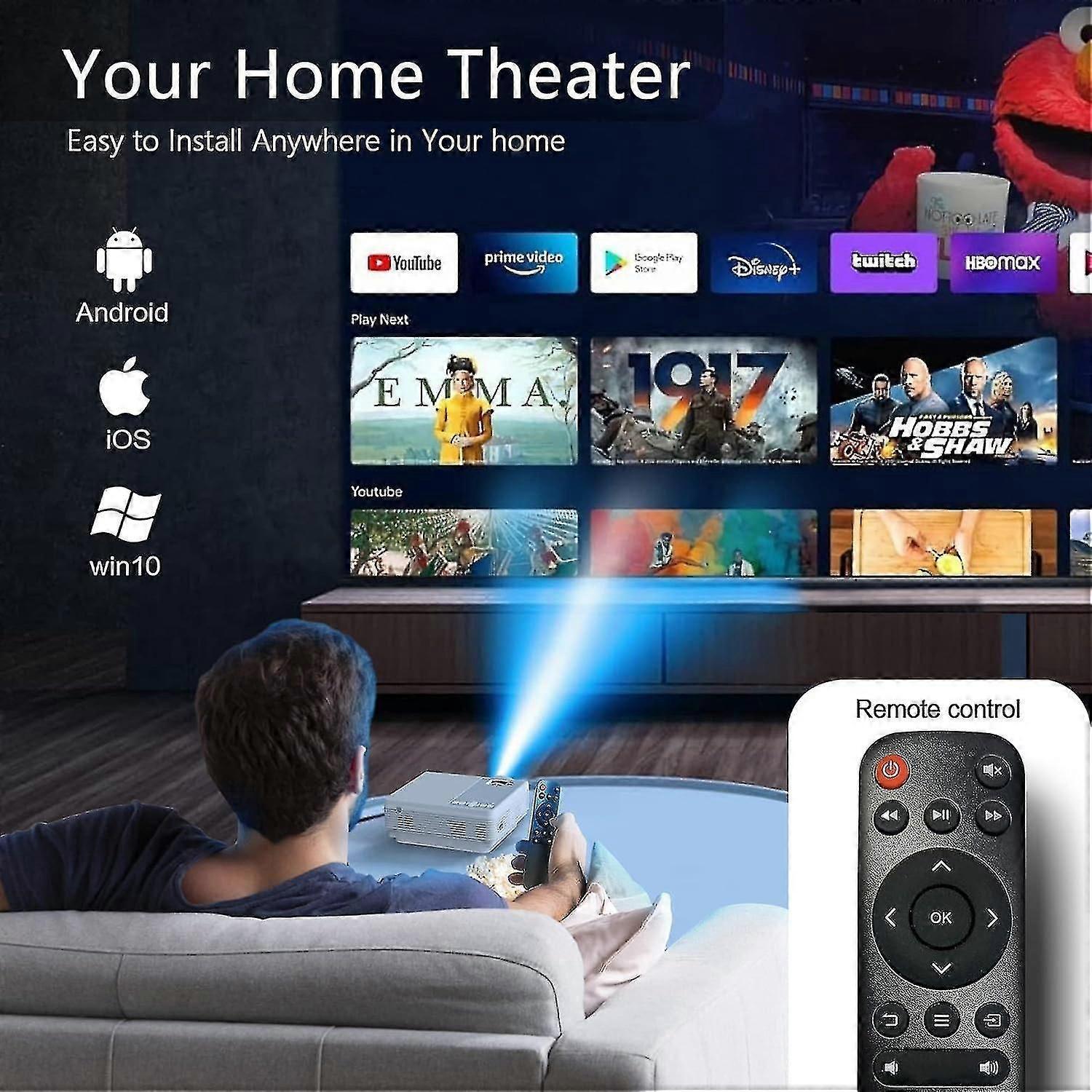 5G WiFi Bluetooth Projector, 9500 Lumens, Native 1080p, 4K, Mini Video Projector V1263-JX-4580