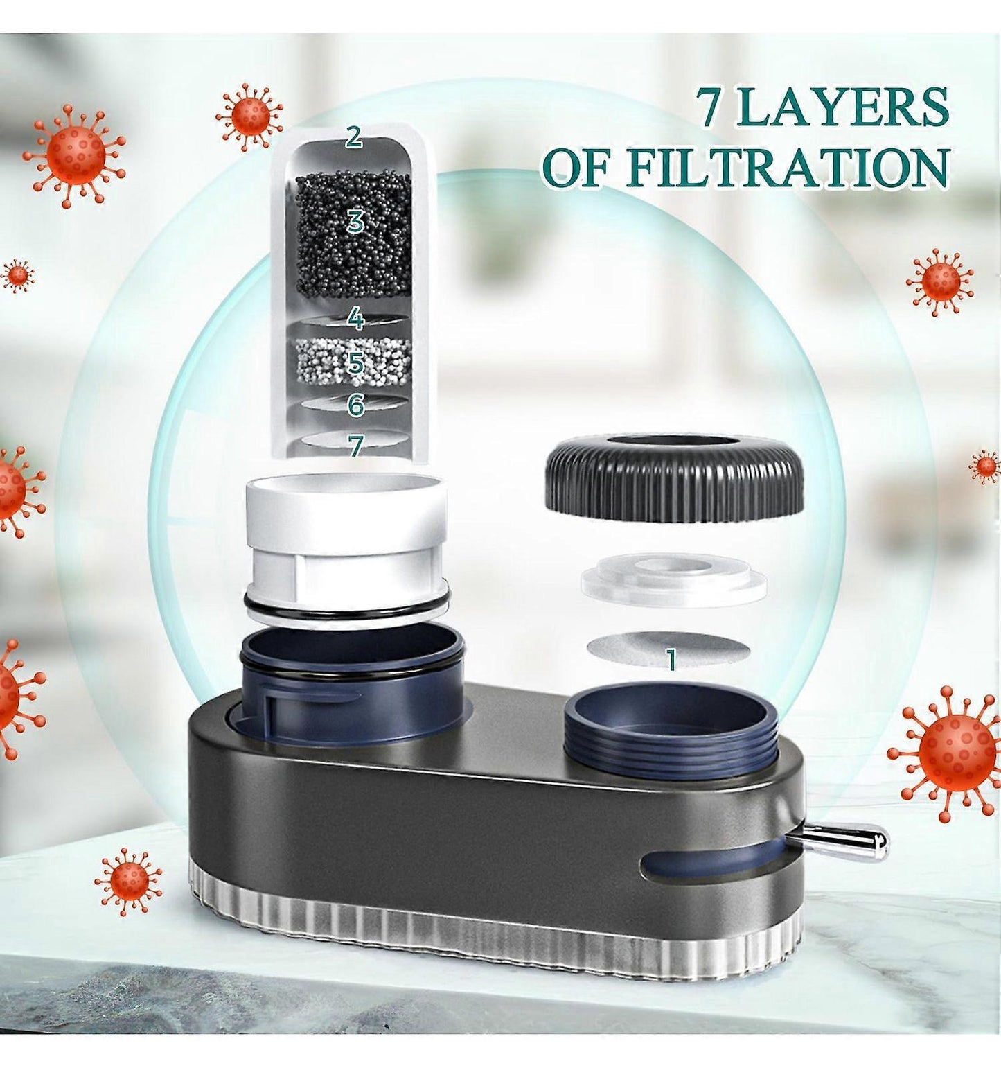 Transparent Sink Tap Water Filter, Anti-Limescale Purifier V1263-JX-4606