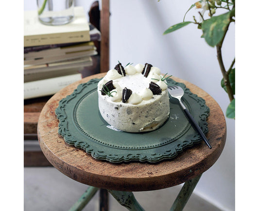 Vintage Lace Decor Serving Tray Retro Style Beautiful ABS Resin Coffee Tray for Home-Atrovirens V1263-JX-461