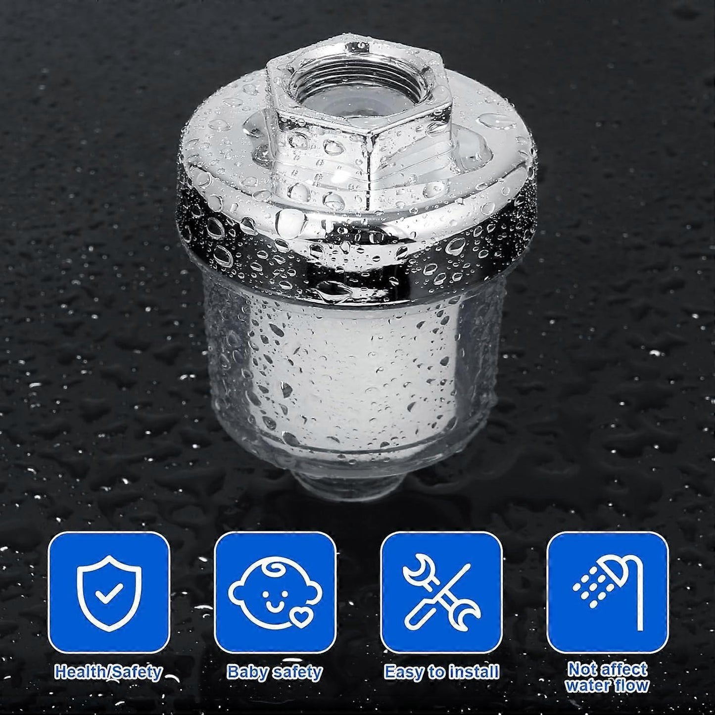 Universal Shower Tap Filter, Anti-Limescale Purifier, Silver Transparent V1263-JX-4611