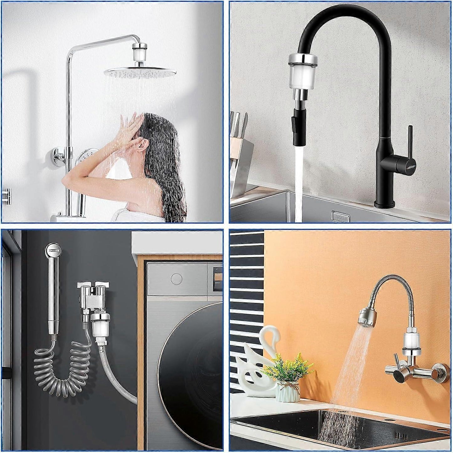 Universal Shower Tap Filter, Anti-Limescale Purifier, Silver Transparent V1263-JX-4611