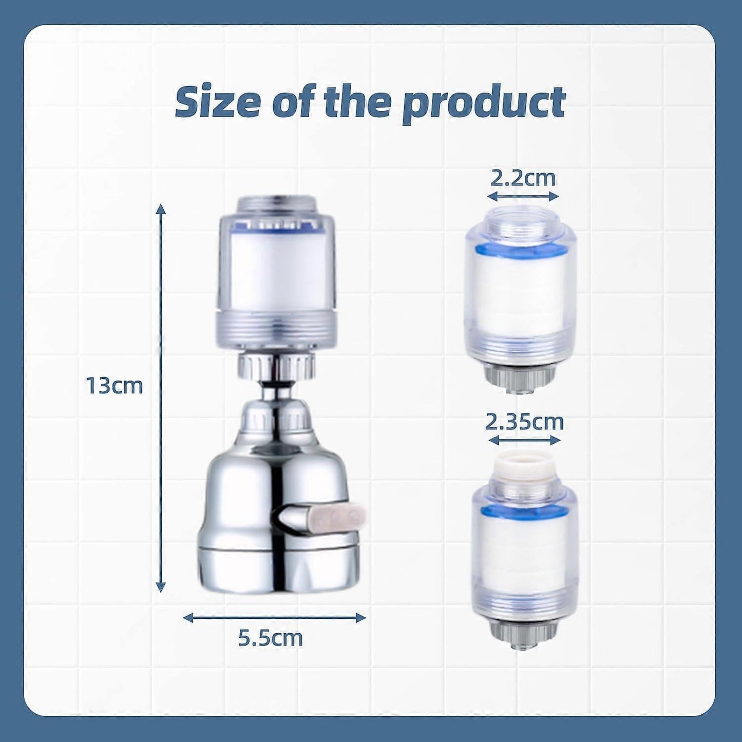 Rotatable Tap Water Filter with 4 Cotton Cartridges, 3 Mode Faucet Filter V1263-JX-4620