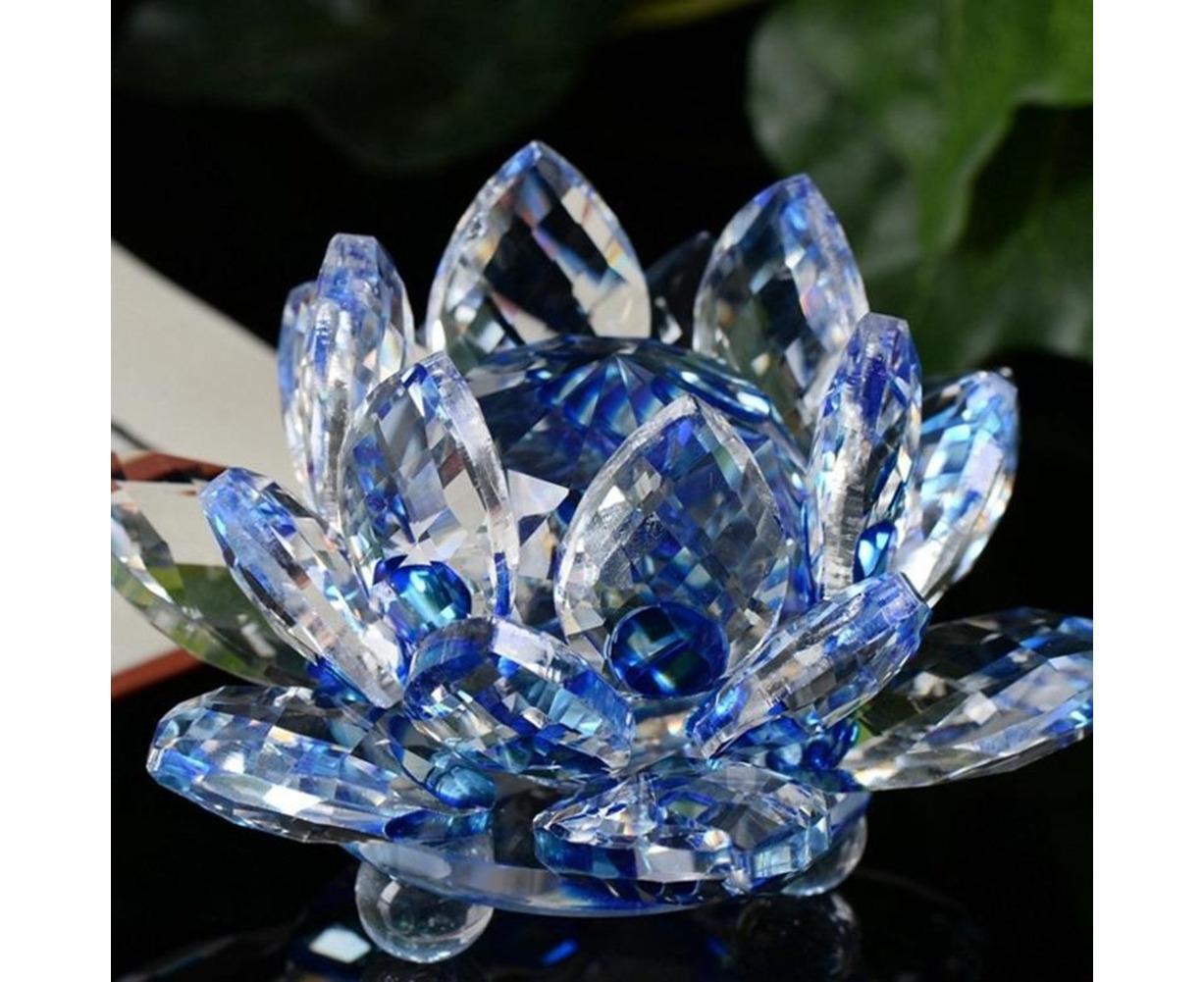 Artificial Crystal Lotus Buddhism Ornament Feng Shui Home Decor Collection Gift-Yellow V1263-JX-463