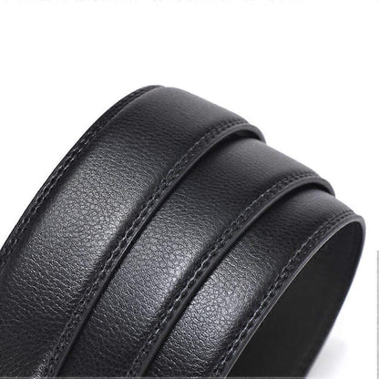 2pcs Men's Genuine Leather Belts for Jeans, Youth Black Leather Belts V1263-JX-4636