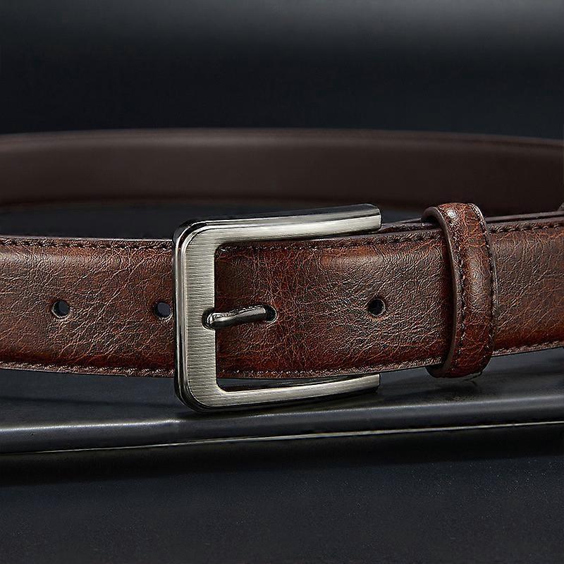 Men's Black Leather Belt, 130cm Genuine Leather Belt V1263-JX-4637