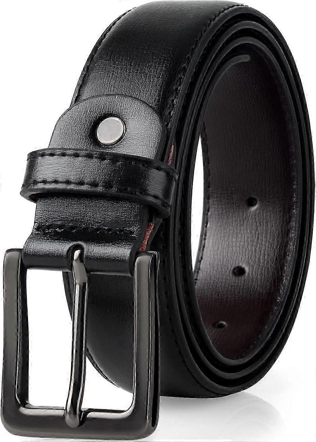 Men's Black Leather Belts, 120cm Genuine Leather Belt for Men V1263-JX-4639
