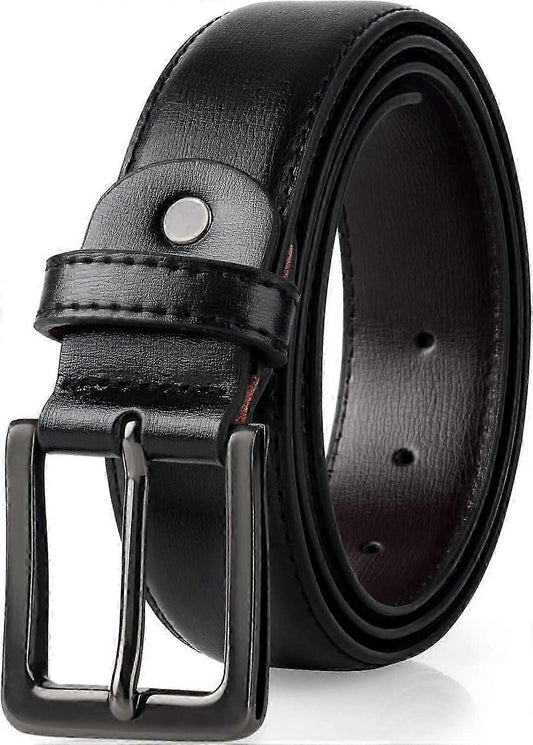 Men's Black Leather Belts, 120cm Genuine Leather Belt for Men V1263-JX-4639