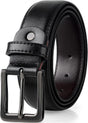 Men's Black Leather Belts, 120cm Genuine Leather Belt for Men V1263-JX-4639
