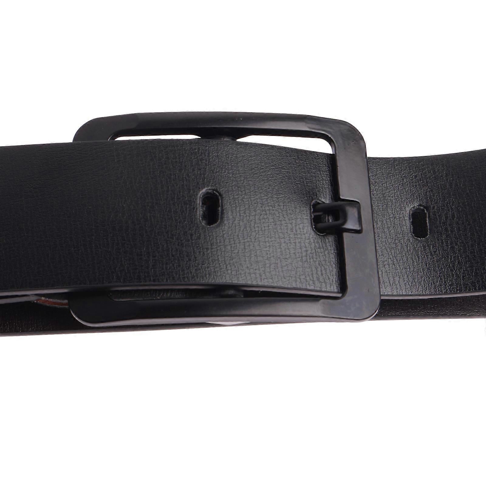 Men's 120cm Leather Belt with Anti-Scratch Pin Buckle, Black Genuine Leather V1263-JX-4640