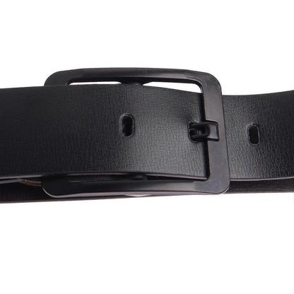 Men's 120cm Leather Belt with Anti-Scratch Pin Buckle, Black Genuine Leather V1263-JX-4640